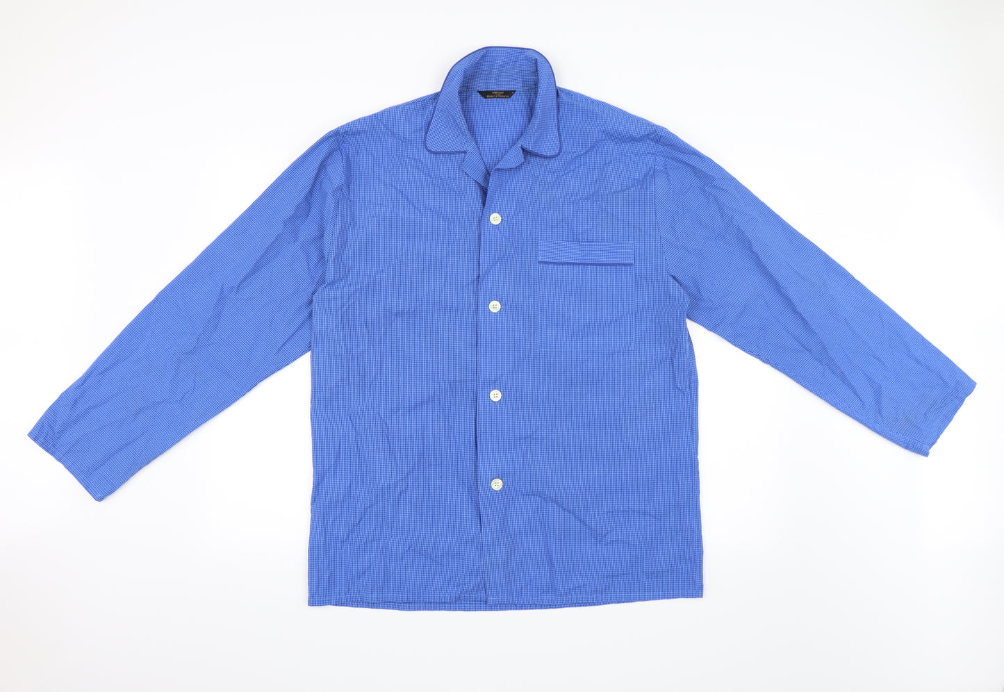 Marks and Spencer Mens Blue Plaid   Button-Up Size M