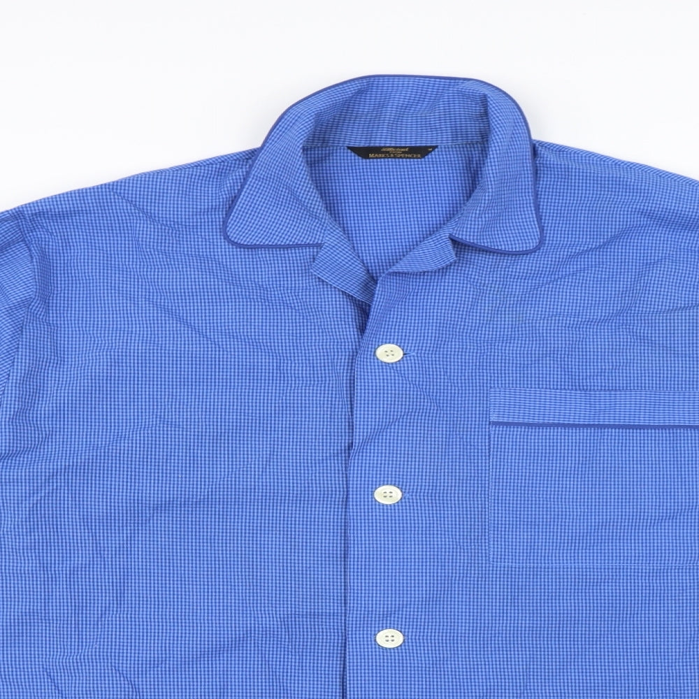 Marks and Spencer Mens Blue Plaid   Button-Up Size M