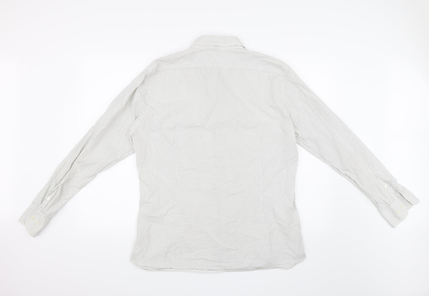 Preworn Womens Ivory Polka Dot  Basic Button-Up Size L