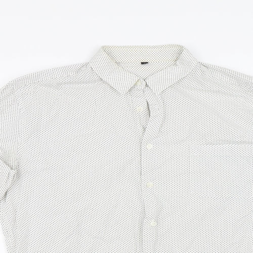 Preworn Womens Ivory Polka Dot  Basic Button-Up Size L