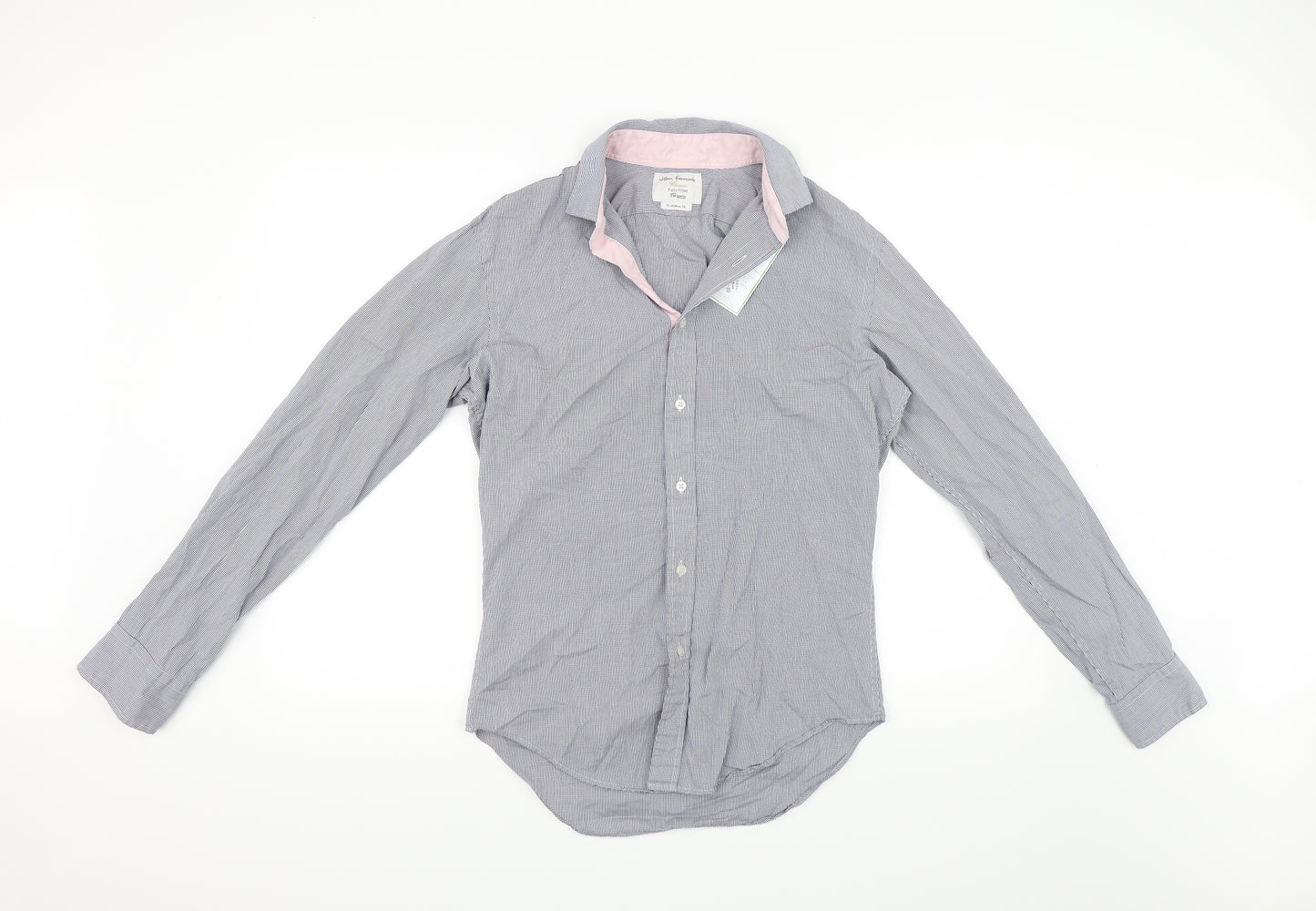 TM Lewin Mens Blue Check   Dress Shirt Size 34