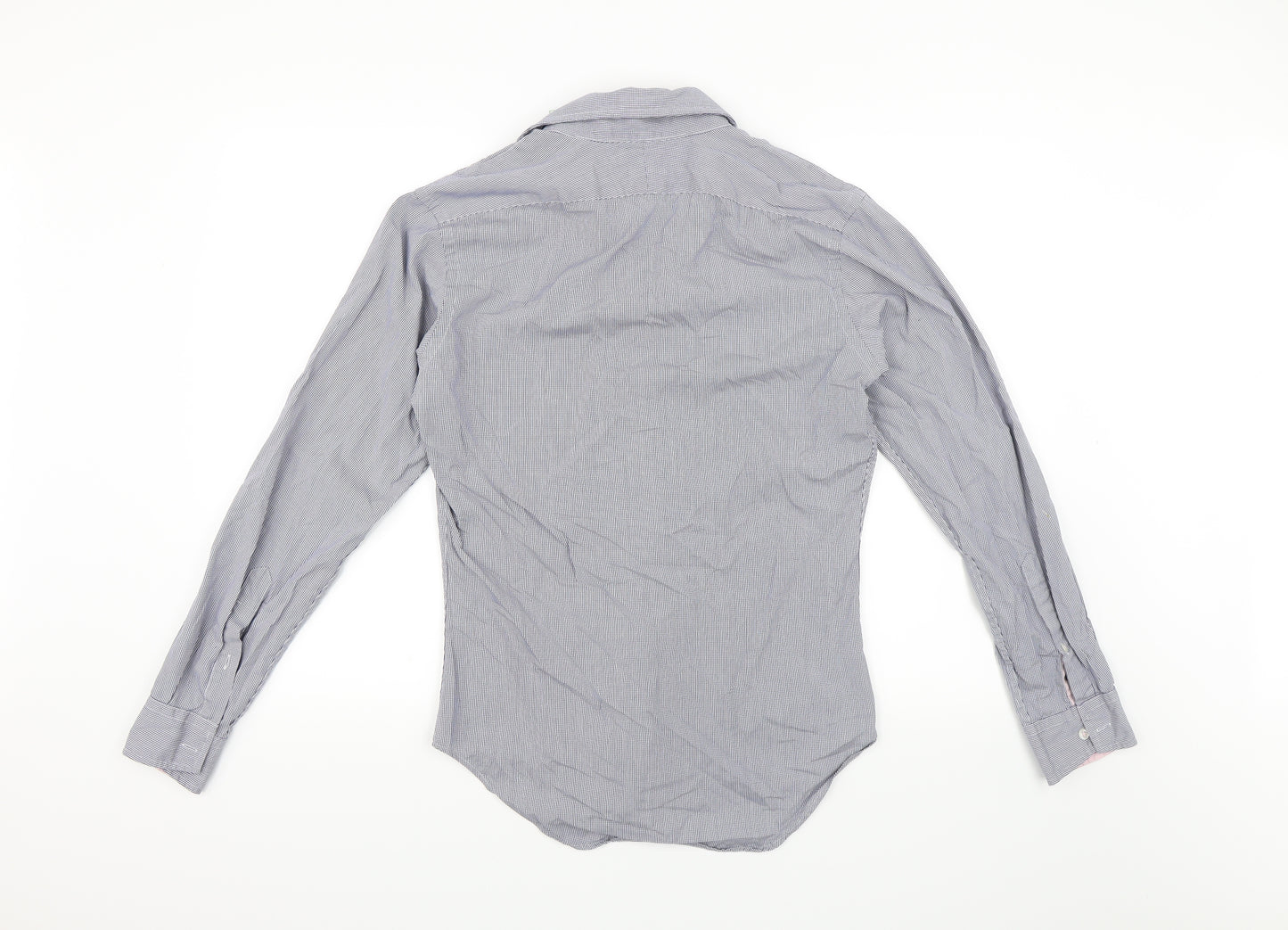 TM Lewin Mens Blue Check   Dress Shirt Size 34
