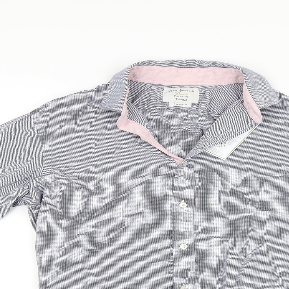 TM Lewin Mens Blue Check   Dress Shirt Size 34