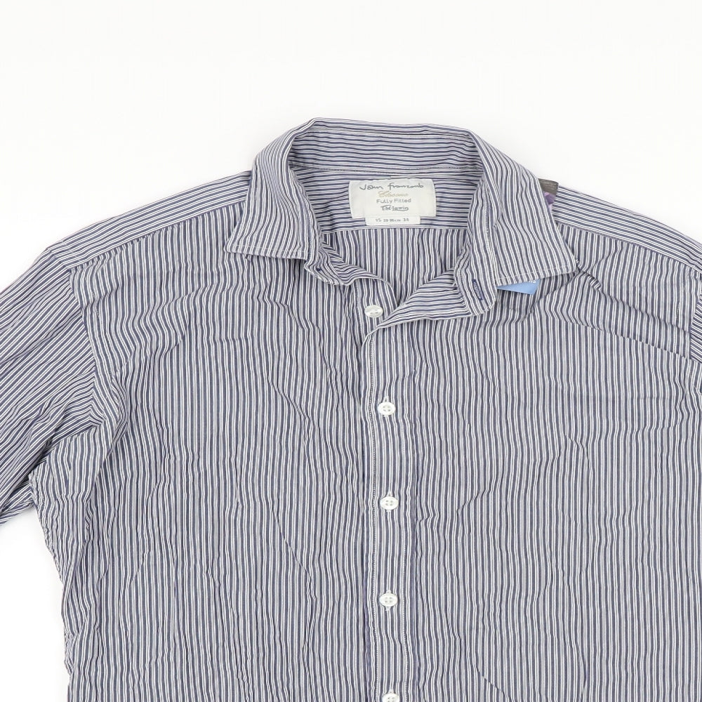 TM Lewin Mens Blue Striped   Dress Shirt Size 34