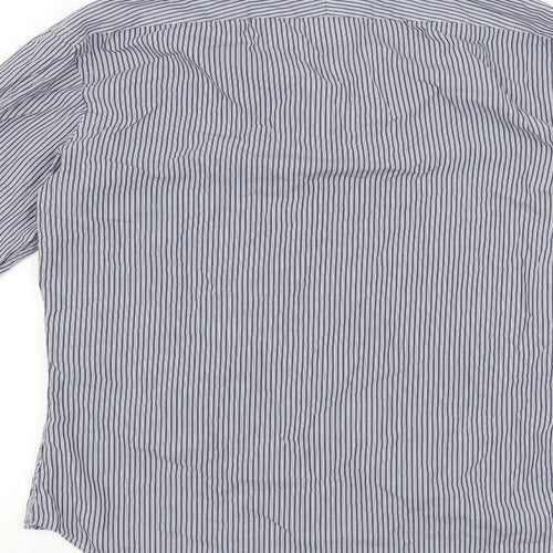 TM Lewin Mens Blue Striped   Dress Shirt Size 34