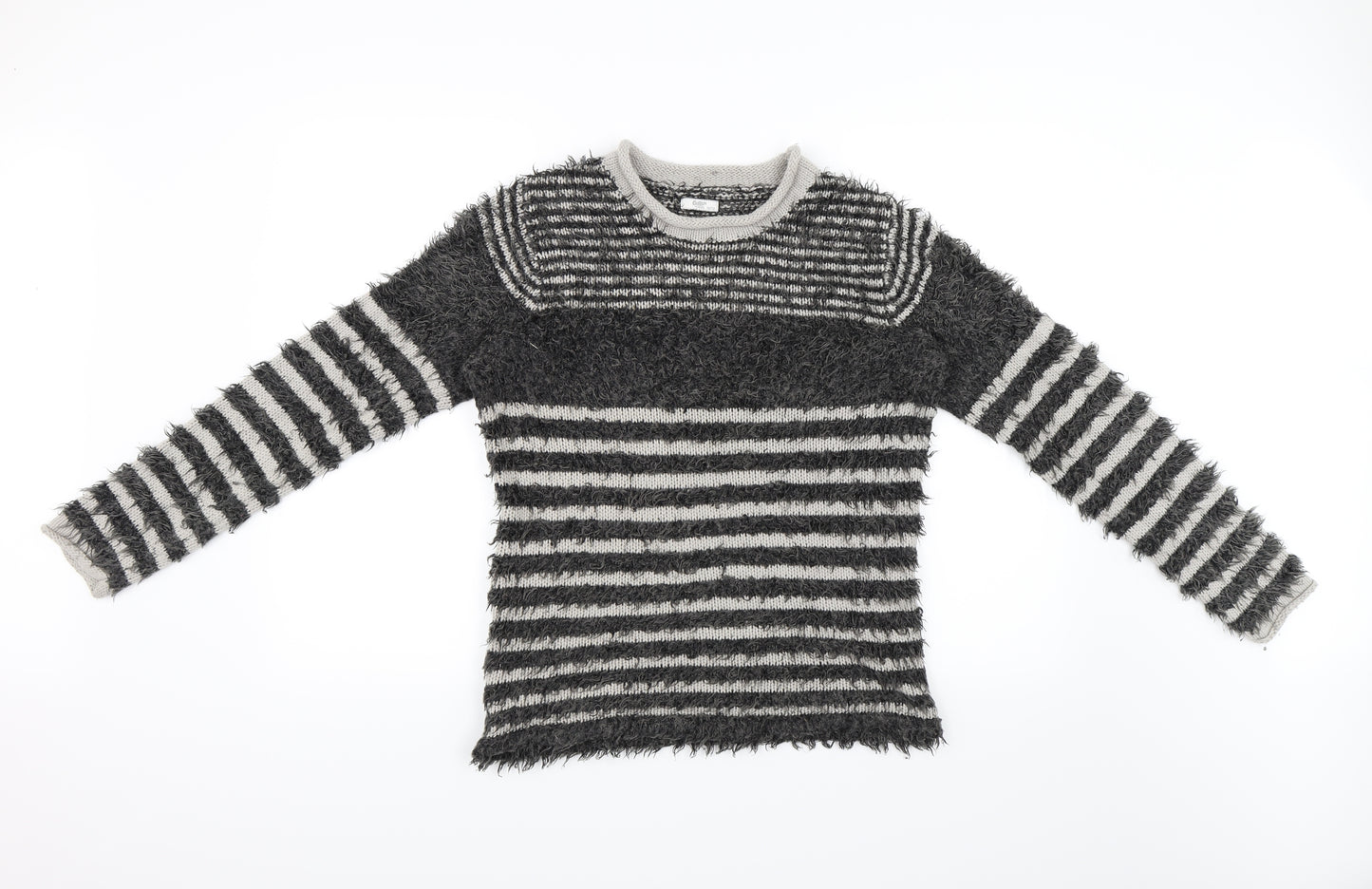Cotton Traders Womens Grey Striped  Pullover Jumper Size 10