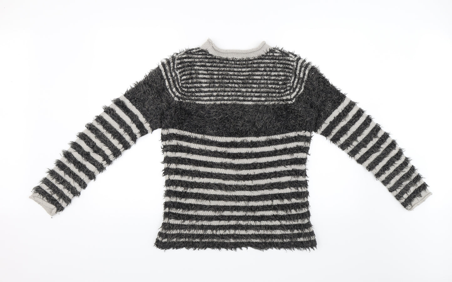 Cotton Traders Womens Grey Striped  Pullover Jumper Size 10