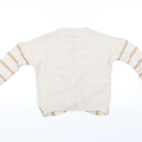 Yes Lola Womens Beige Striped  Pullover Jumper Size S