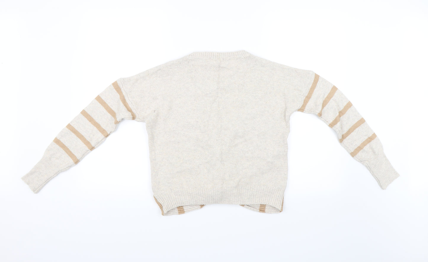 Yes Lola Womens Beige Striped  Pullover Jumper Size S
