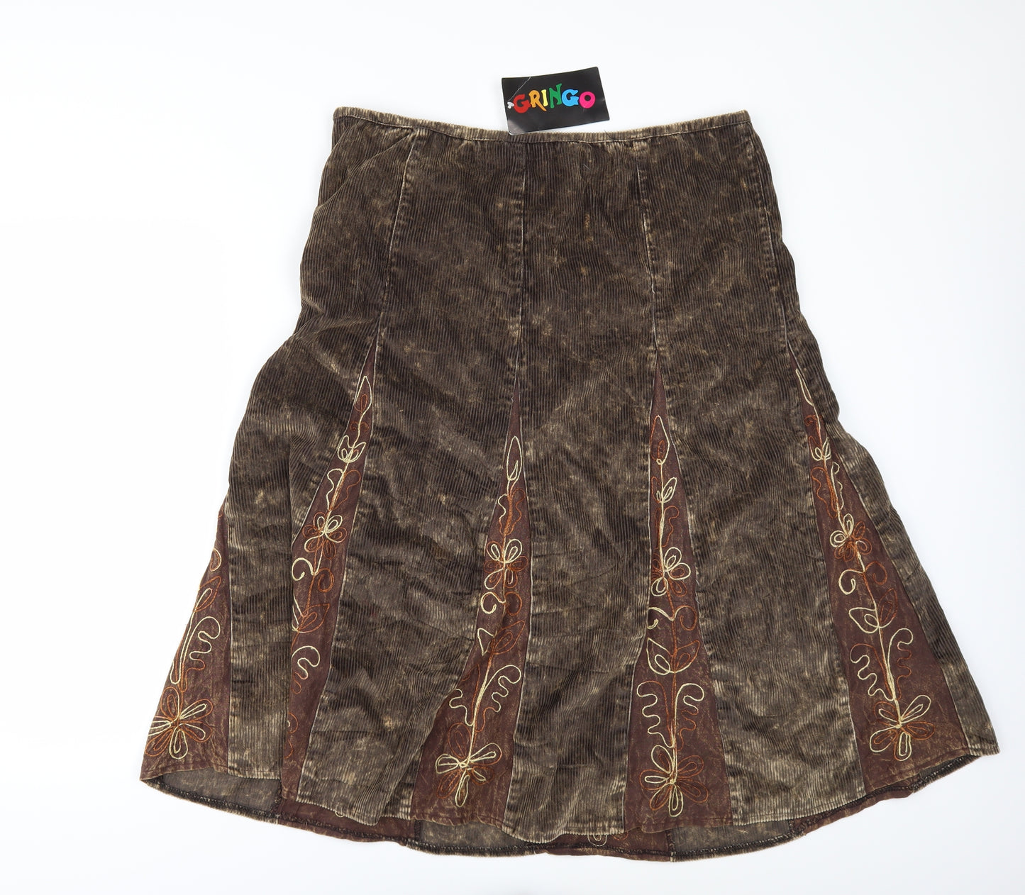 Gringo Womens Brown  Corduroy A-Line Skirt Size M