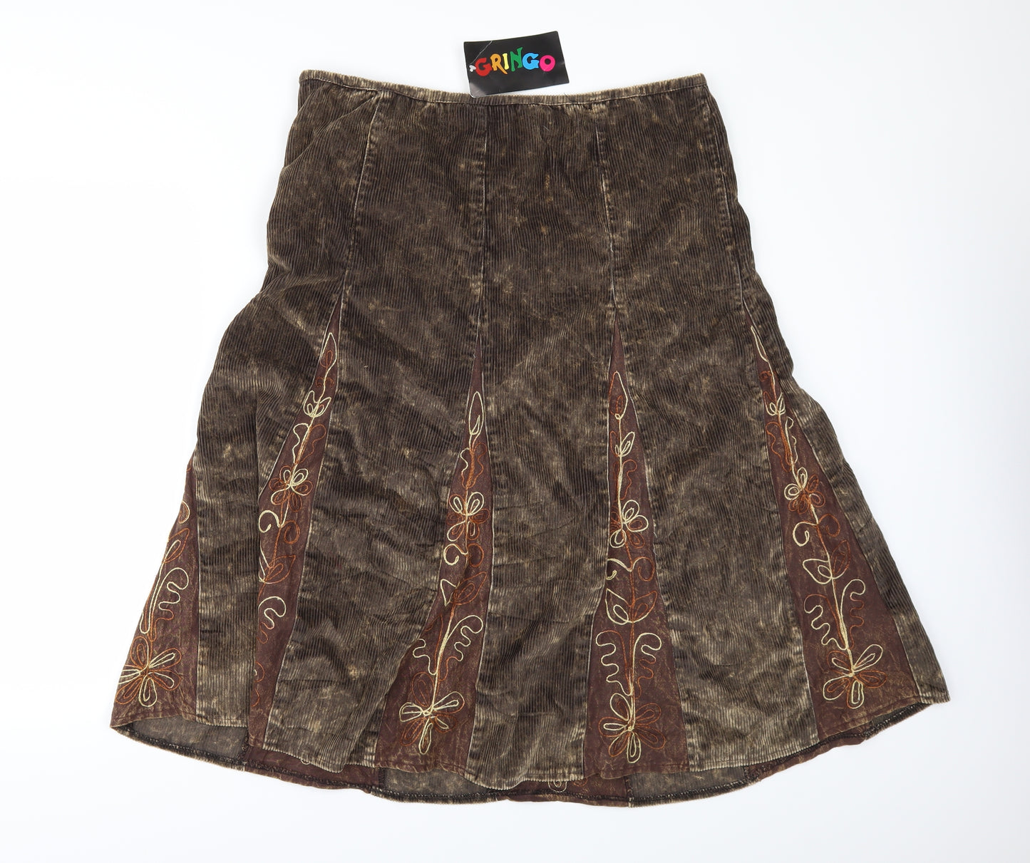 Gringo Womens Brown  Corduroy A-Line Skirt Size M