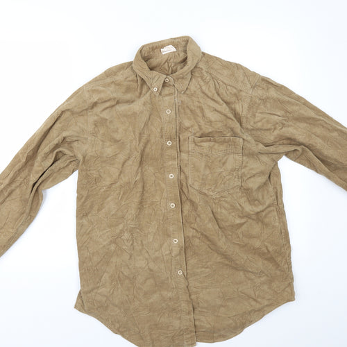 Preworn Mens Beige  Corduroy  Button-Up Size M