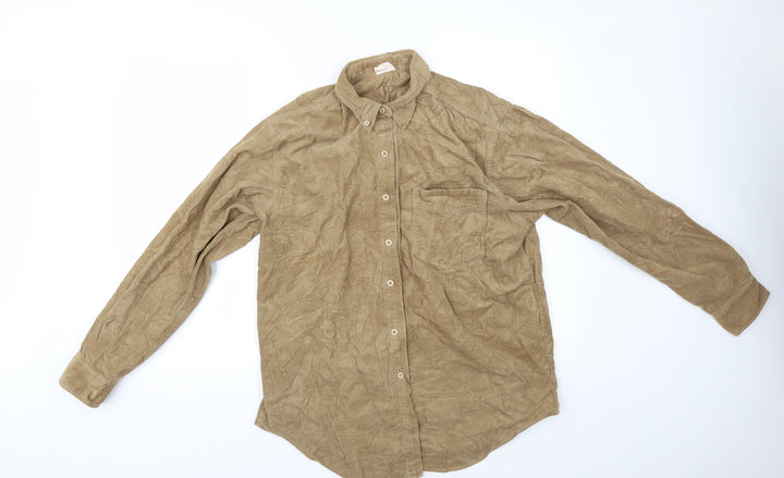 Preworn Mens Beige Corduroy Button-Up Size M