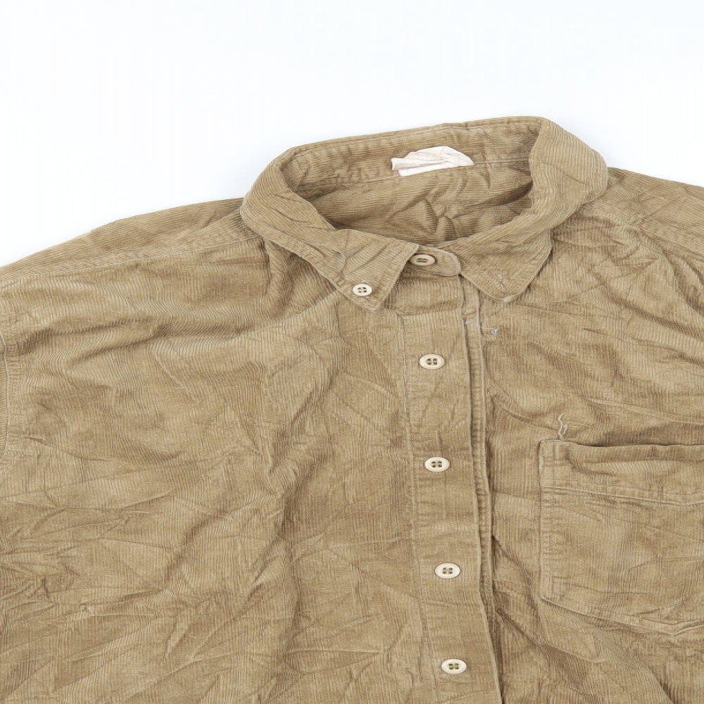 Preworn Mens Beige  Corduroy  Button-Up Size M