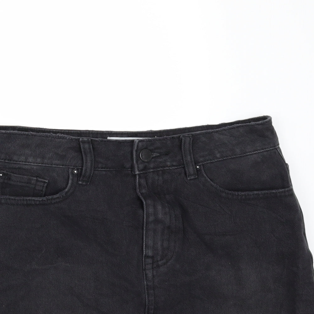 Dorothy Perkins Womens Black  Denim Mini Skirt Size 8
