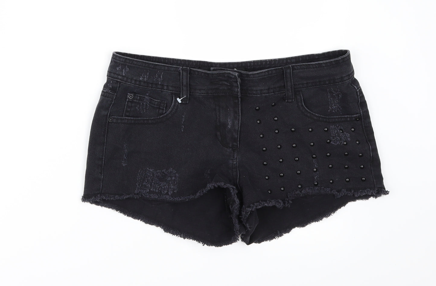 Yes Yes Womens Black  Denim Hot Pants Shorts Size 8
