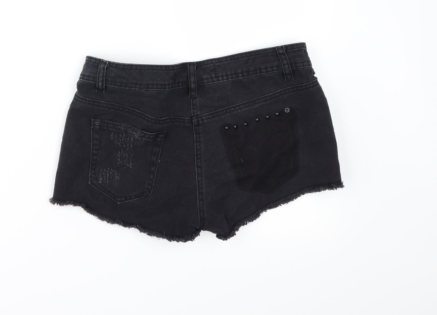 Yes Yes Womens Black  Denim Hot Pants Shorts Size 8