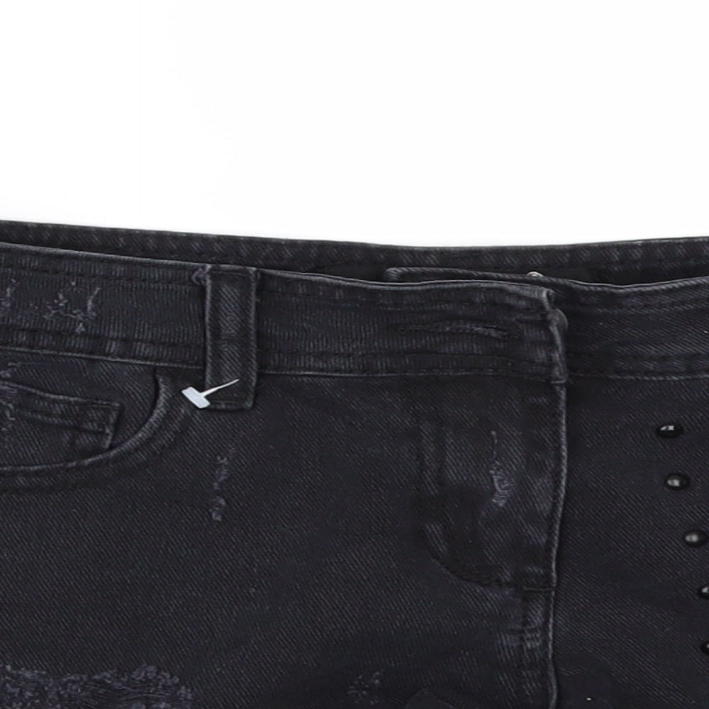 Yes Yes Womens Black  Denim Hot Pants Shorts Size 8