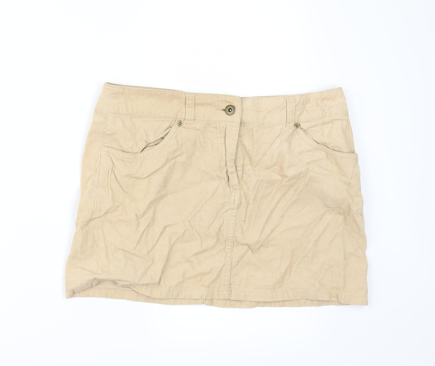 H&M Womens Beige  Corduroy Mini Skirt Size 10
