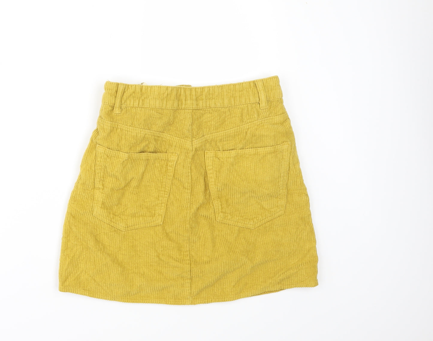 Zara Womens Yellow  Corduroy Mini Skirt Size S