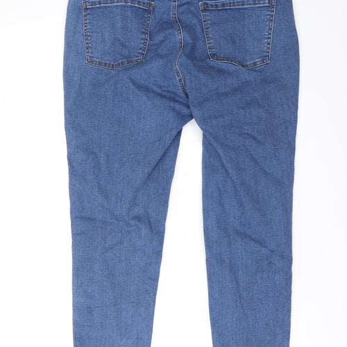 TU Womens Blue Floral Denim Cropped Jeans Size 14 L24 in