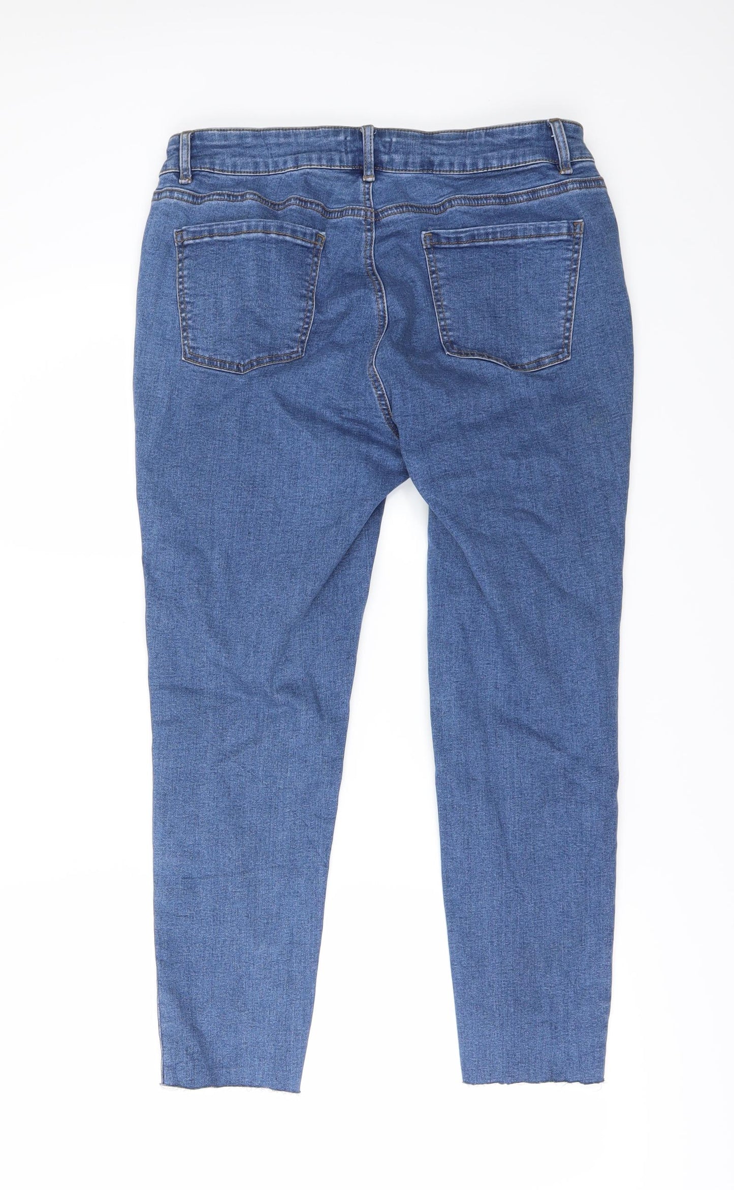 TU Womens Blue Floral Denim Cropped Jeans Size 14 L24 in