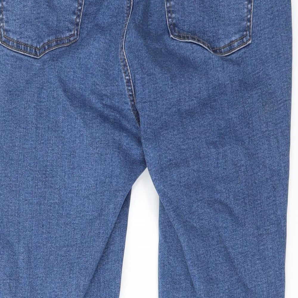 TU Womens Blue Floral Denim Cropped Jeans Size 14 L24 in