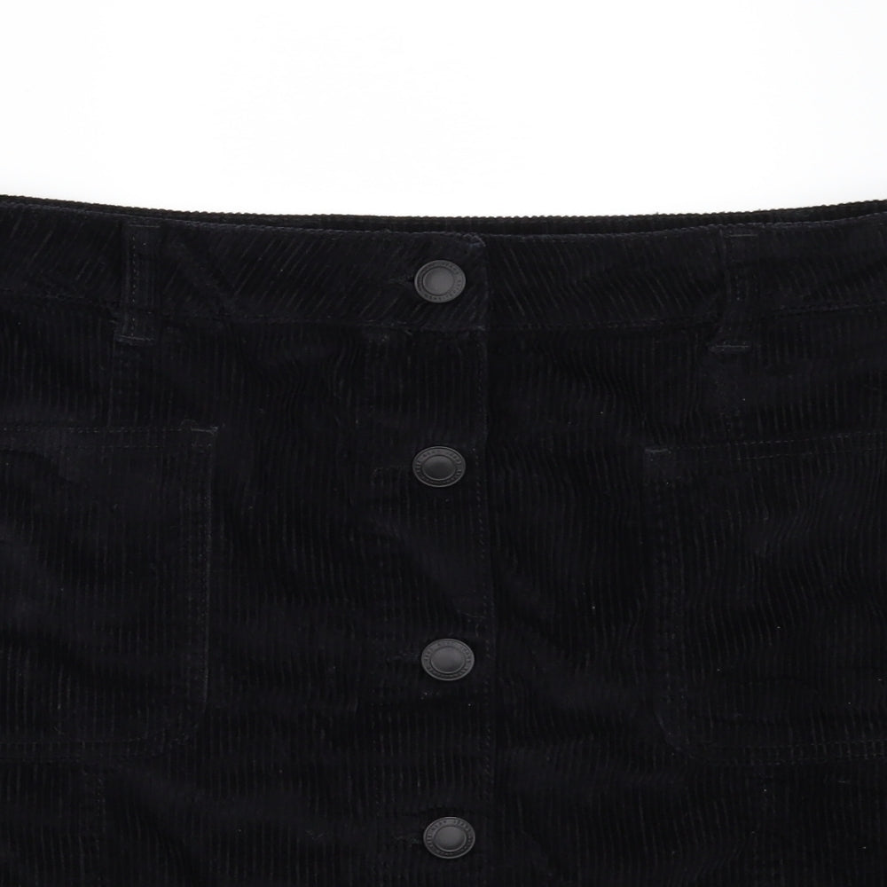 NEXT Womens Black  Corduroy Mini Skirt Size 14