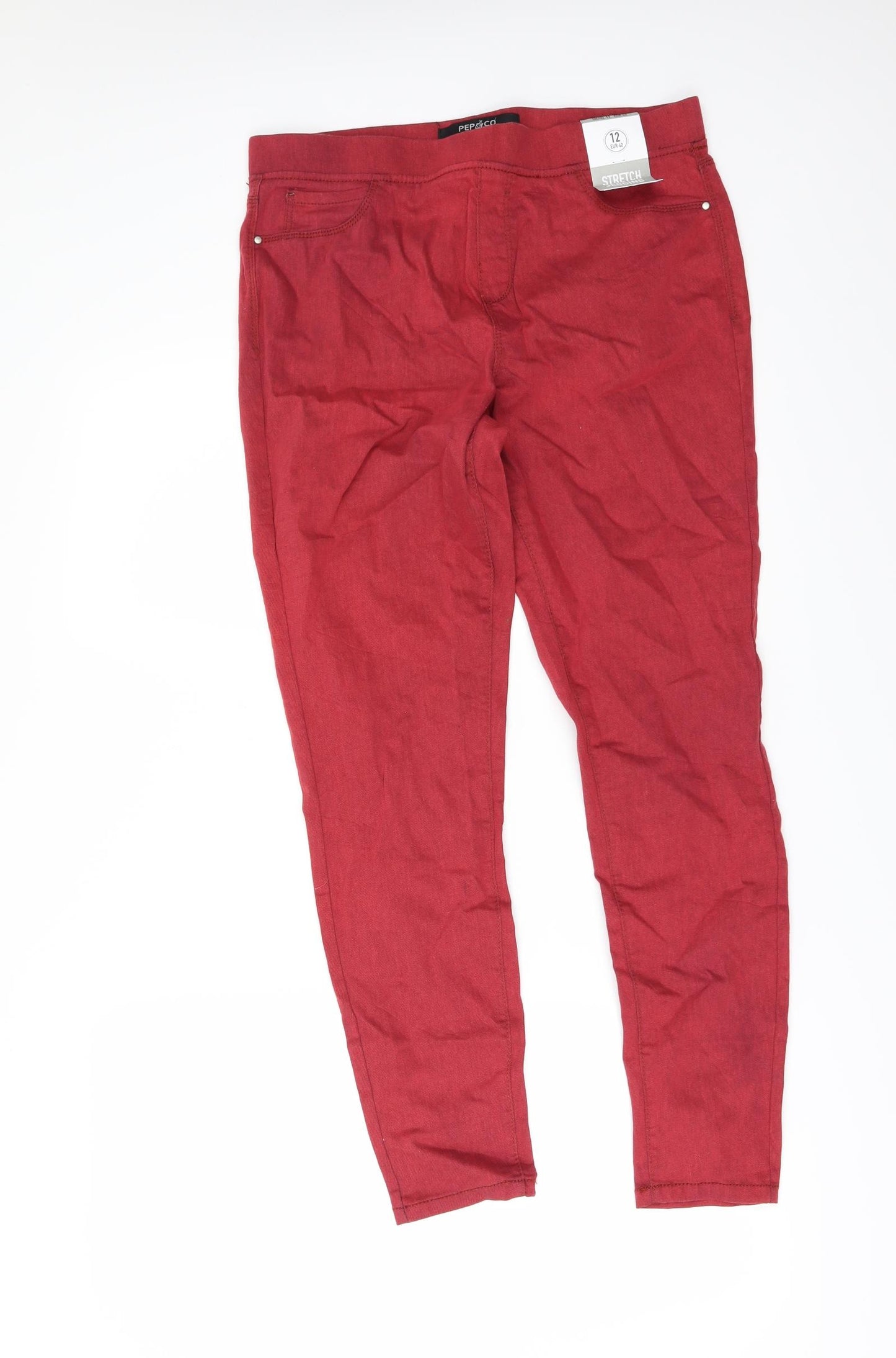 PEP & CO Womens Red  Denim Jegging Jeans Size 12 L28 in