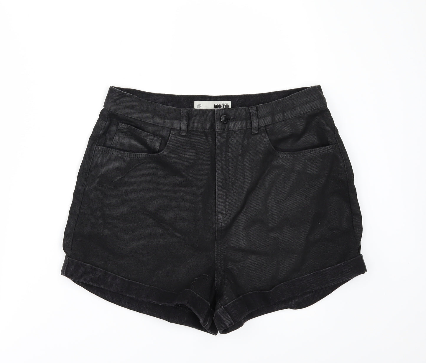 Topshop Womens Black  Denim Hot Pants Shorts Size 32