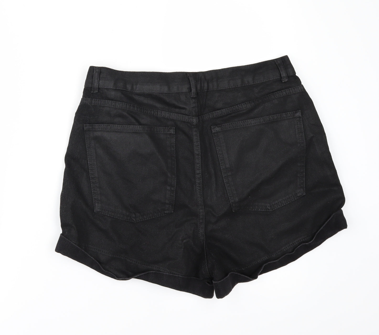 Topshop Womens Black  Denim Hot Pants Shorts Size 32