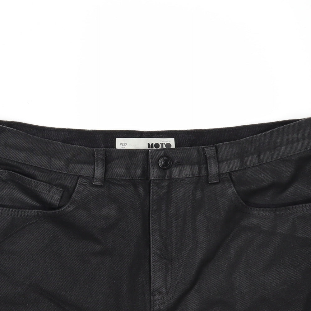 Topshop Womens Black  Denim Hot Pants Shorts Size 32