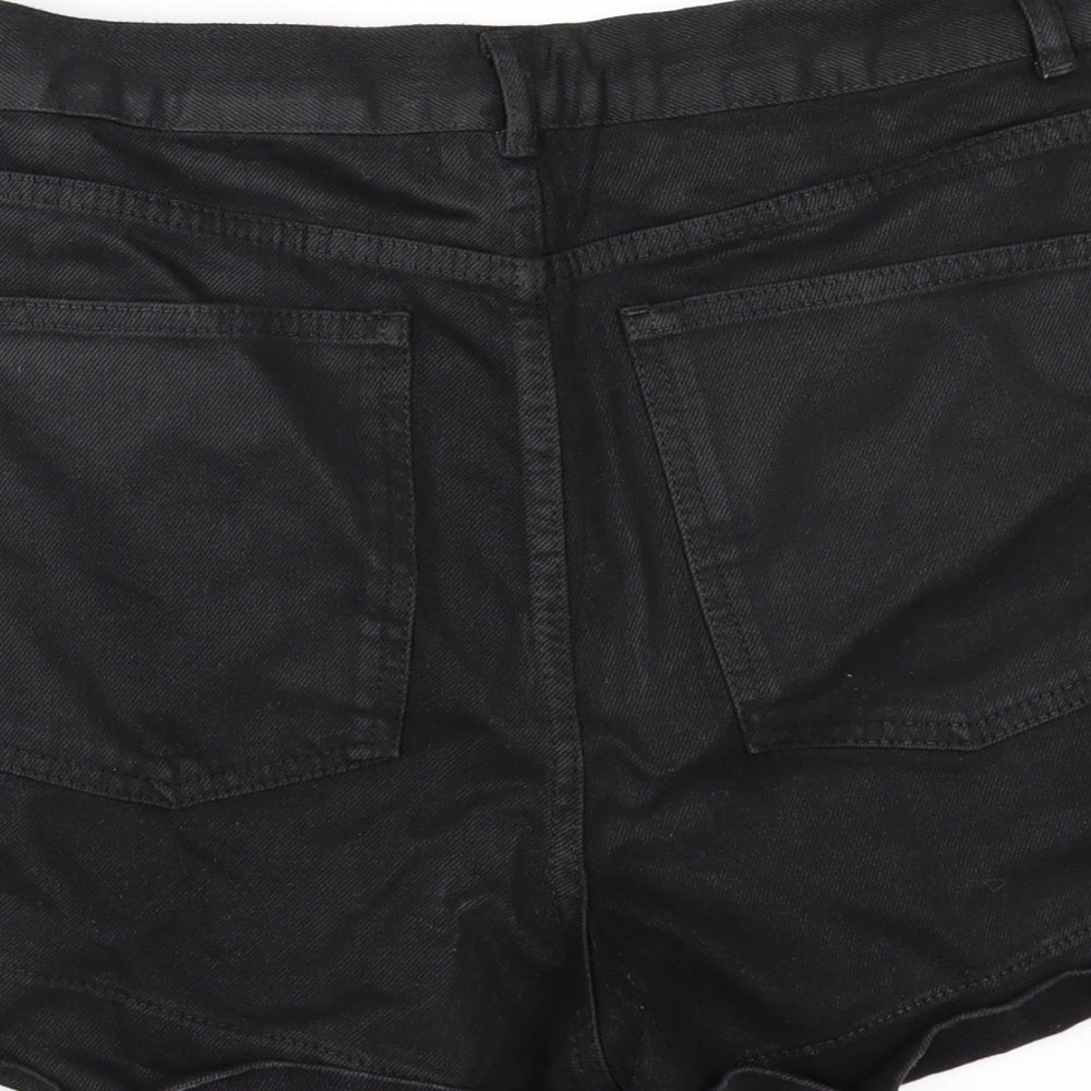 Topshop Womens Black  Denim Hot Pants Shorts Size 32