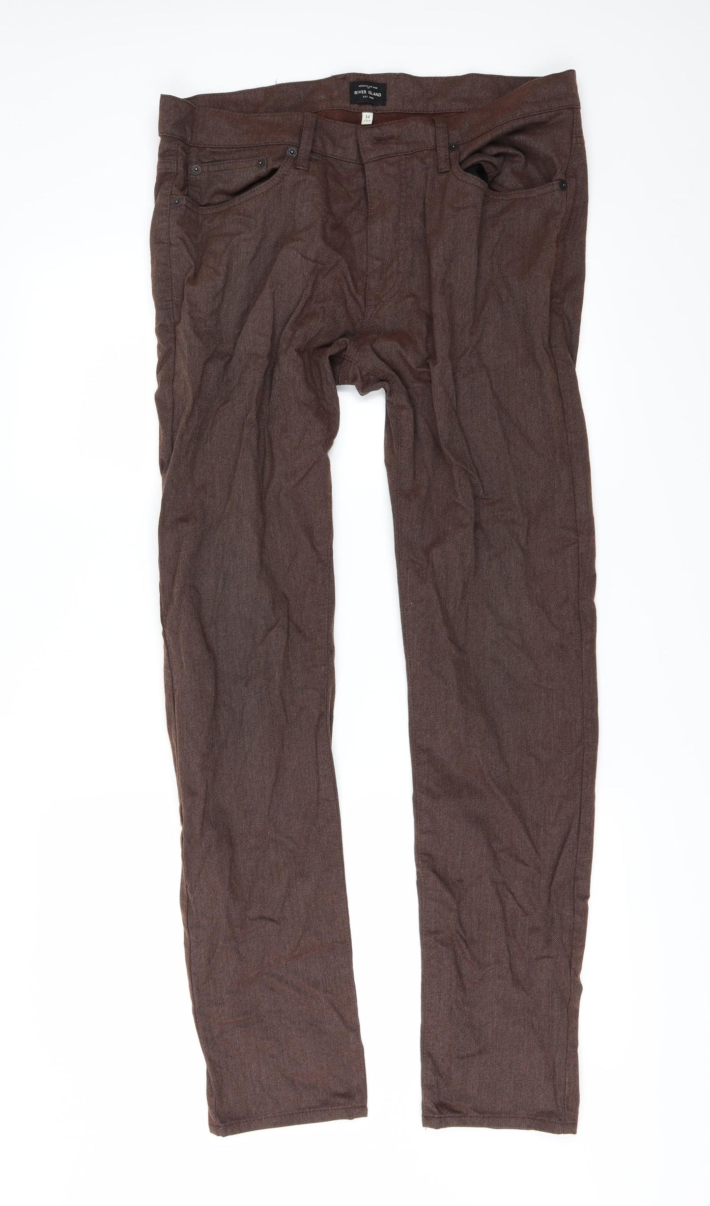 River Island Mens Brown   Straight Jeans Size 34 L32 in