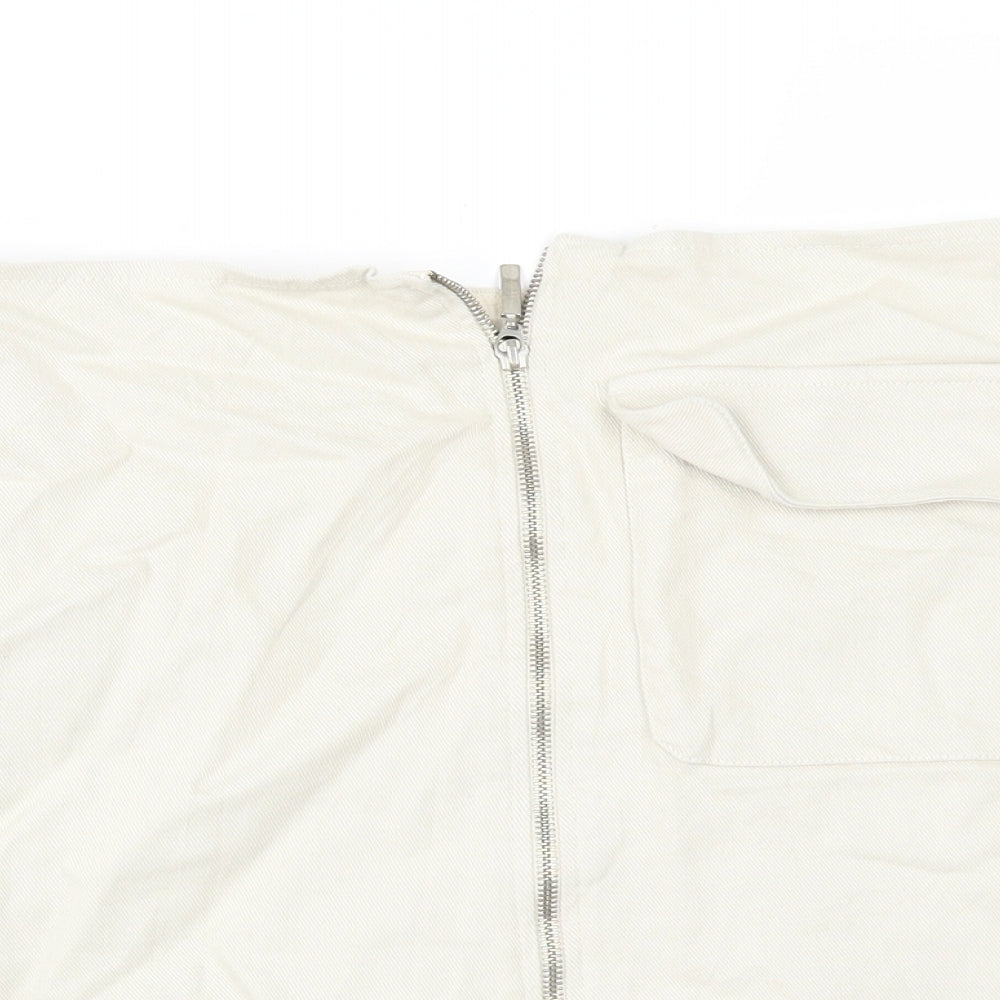 Zara Womens Ivory  Denim Mini Skirt Size M