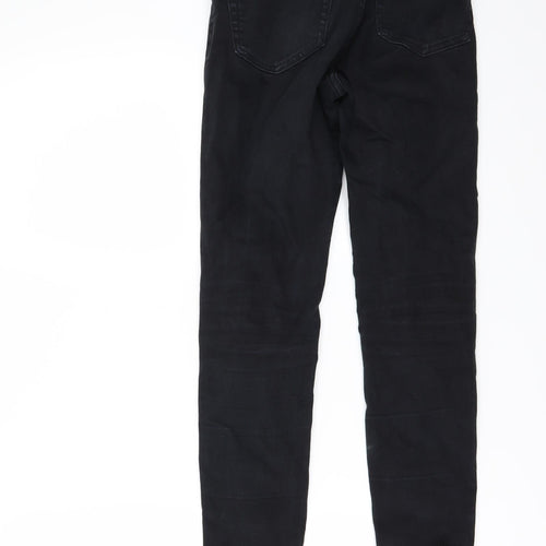 Topshop Womens Black  Denim Skinny Jeans Size 25 L24 in - fringed hem