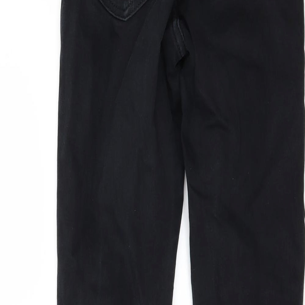 Topshop Womens Black  Denim Skinny Jeans Size 25 L24 in - fringed hem