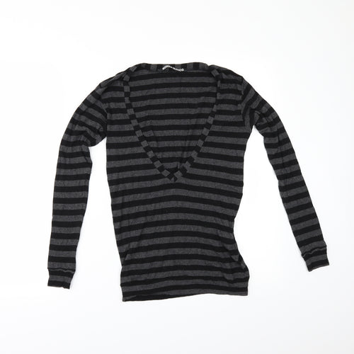 Monica Bianco Womens Grey Striped  Tunic T-Shirt Size XS