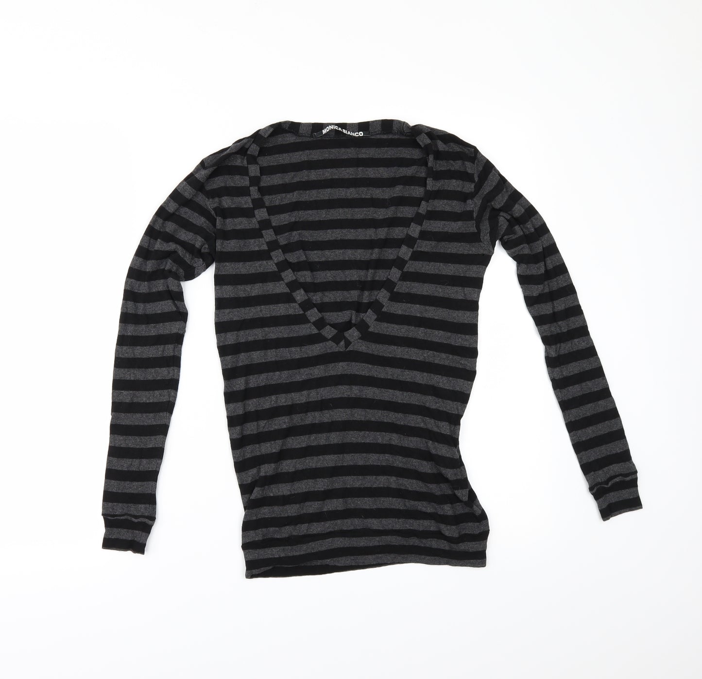 Monica Bianco Womens Grey Striped  Tunic T-Shirt Size XS