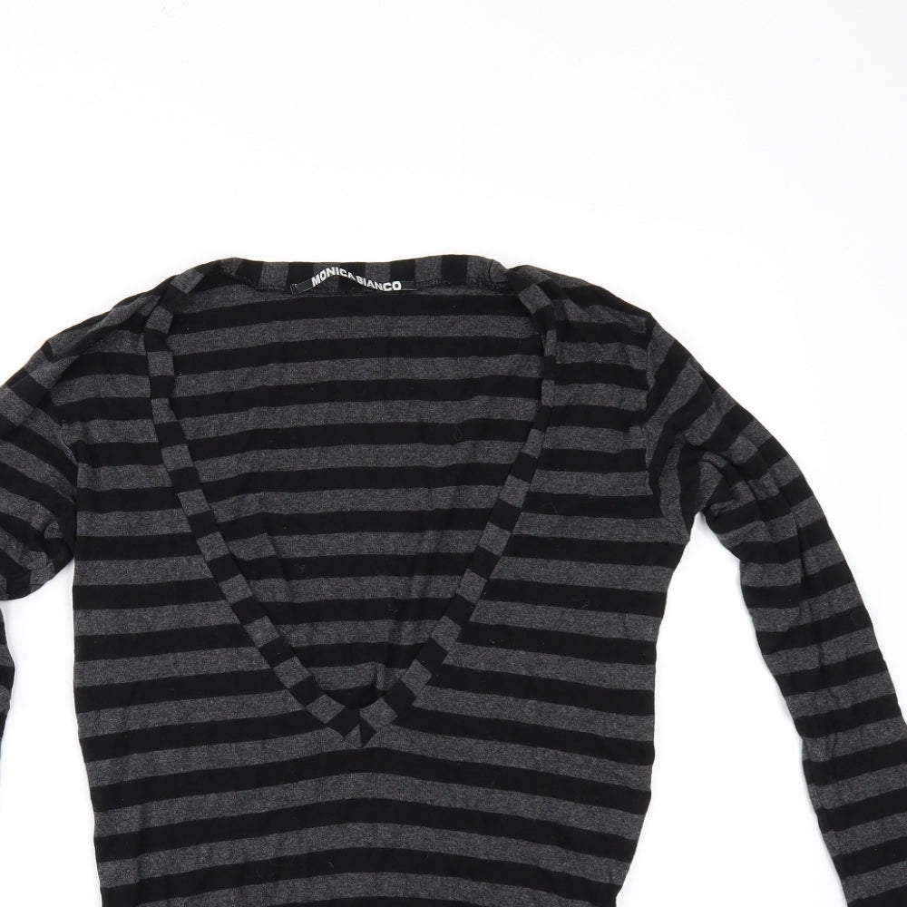 Monica Bianco Womens Grey Striped  Tunic T-Shirt Size XS