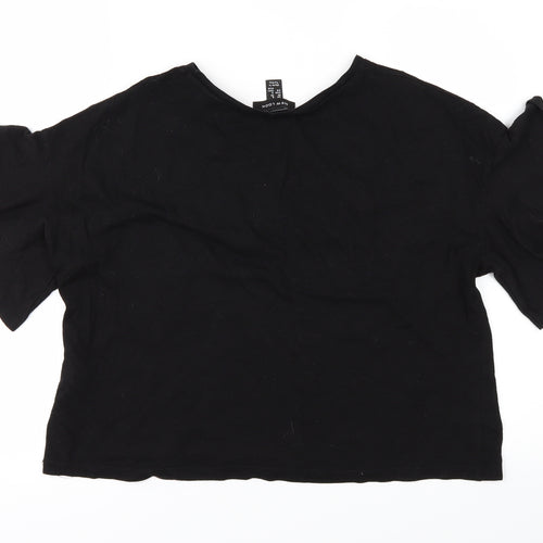 New Look Womens Black Floral  Basic  Size 6  - flared sleeves