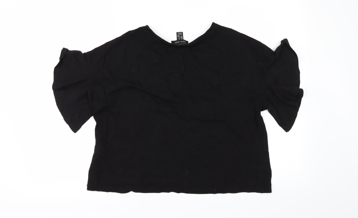New Look Womens Black Floral  Basic  Size 6  - flared sleeves
