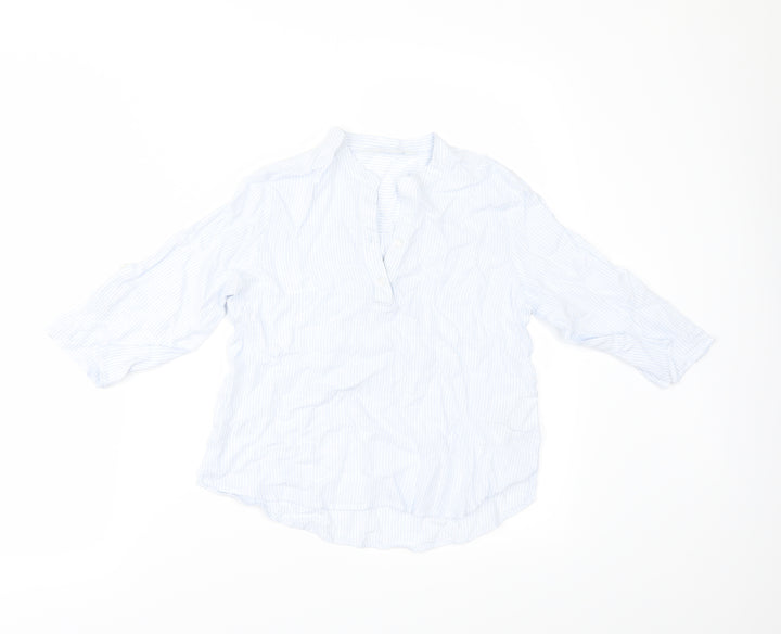 H&M Girls Blue Striped  Tunic Button-Up Size 9 Years