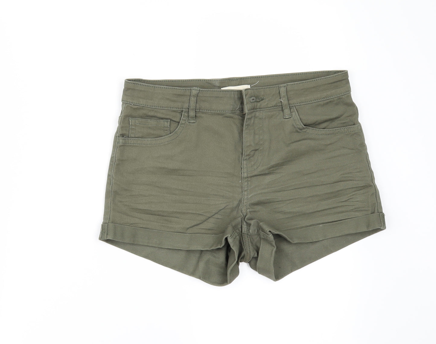 H&M Womens Green  Denim Hot Pants Shorts Size 6
