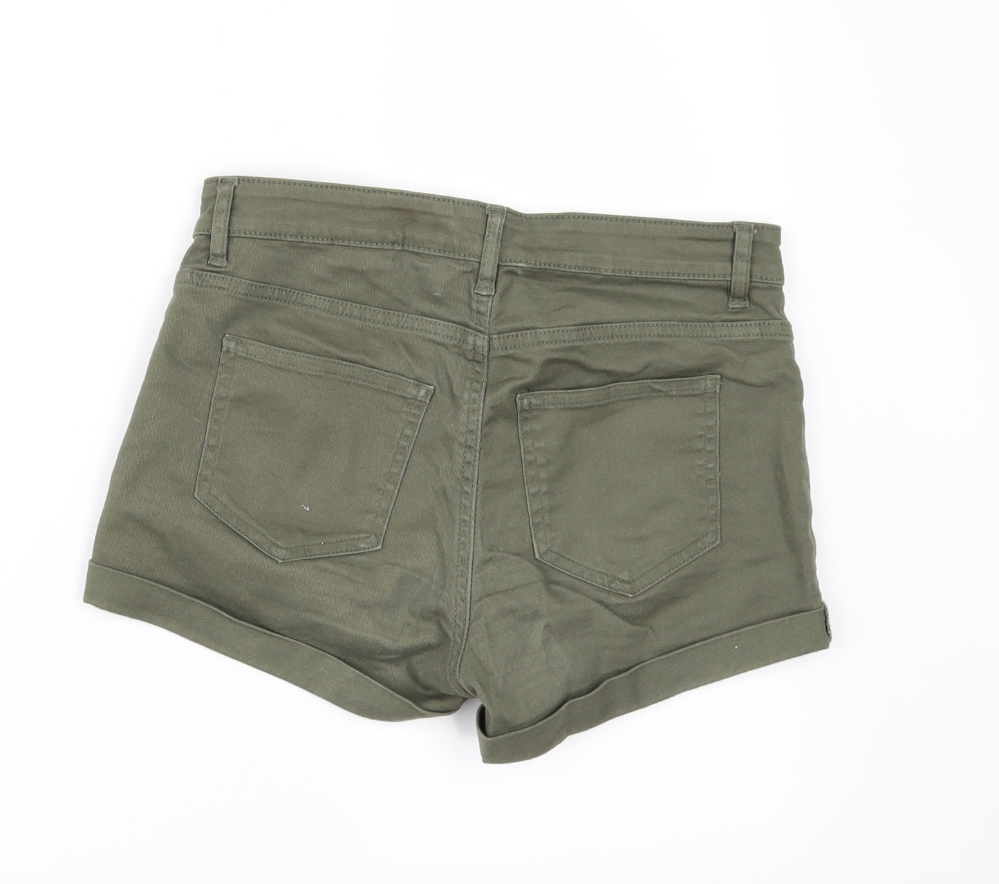 H&M Womens Green  Denim Hot Pants Shorts Size 6