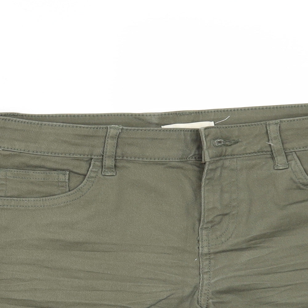 H&M Womens Green  Denim Hot Pants Shorts Size 6