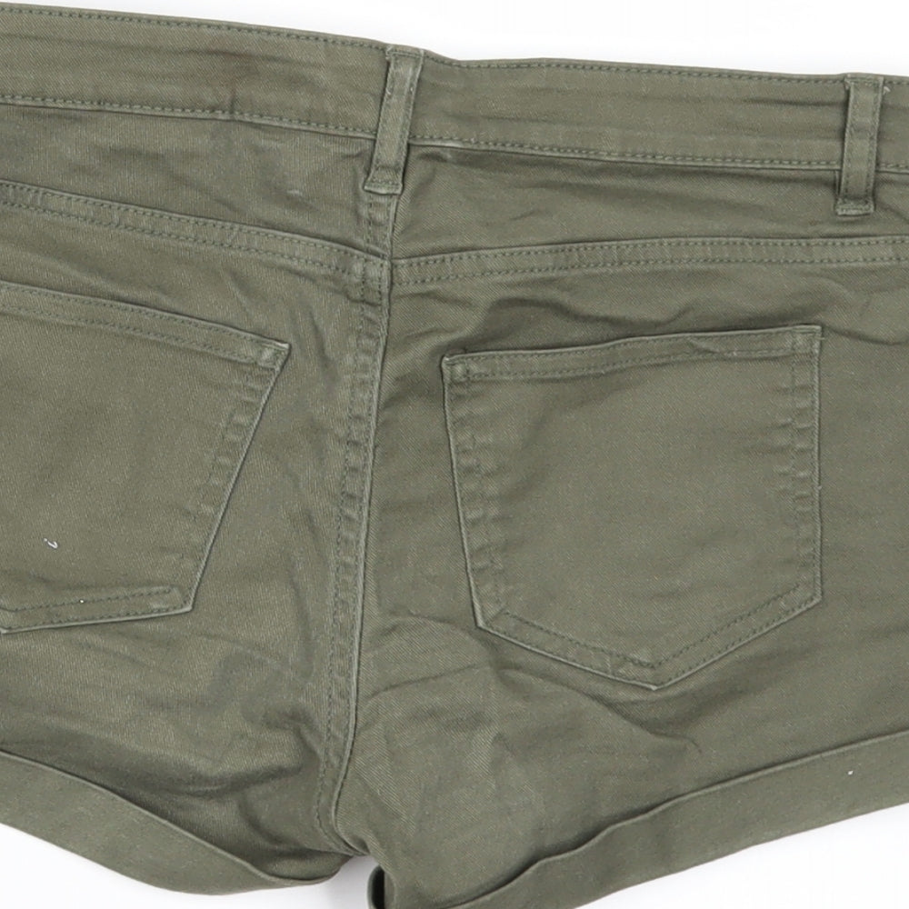 H&M Womens Green  Denim Hot Pants Shorts Size 6