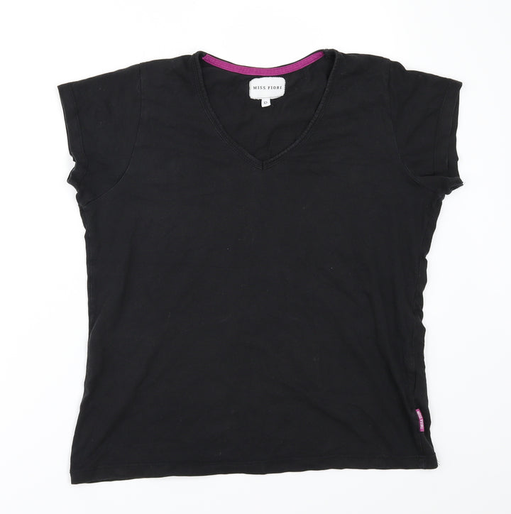 Miss Fiori Womens Black Basic T-Shirt Size 12