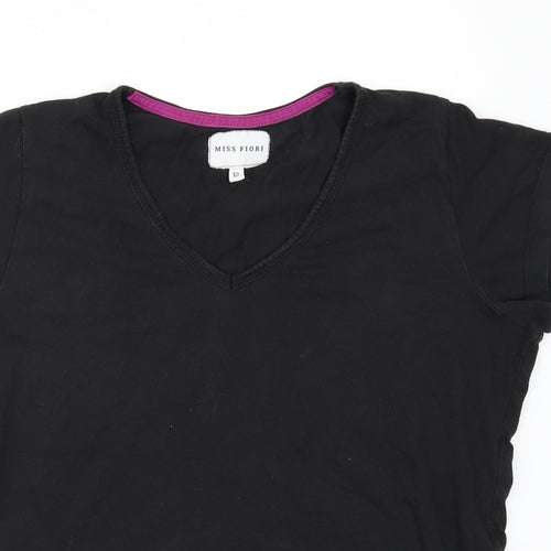 Miss Fiori Womens Black   Basic T-Shirt Size 12