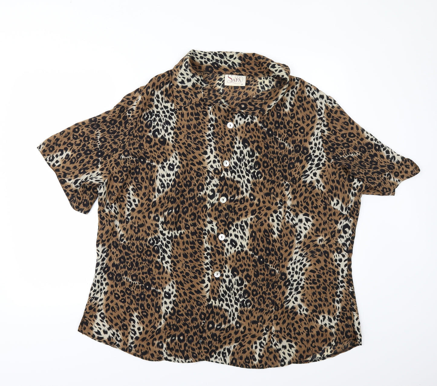 SAFA Womens Brown Animal Print  Kimono Blouse Size 24